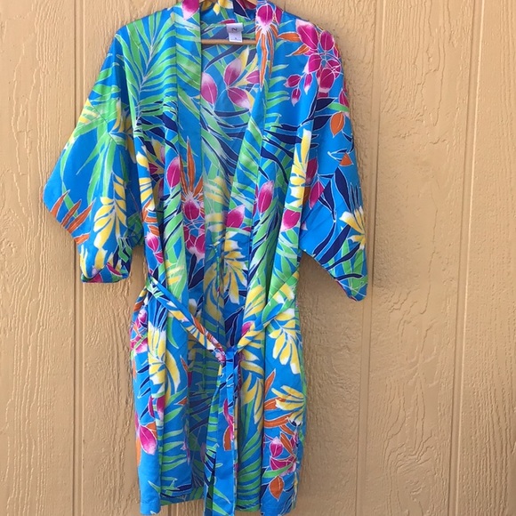 Natori Other - Natori Kimono Blue Tropical with belt size XL